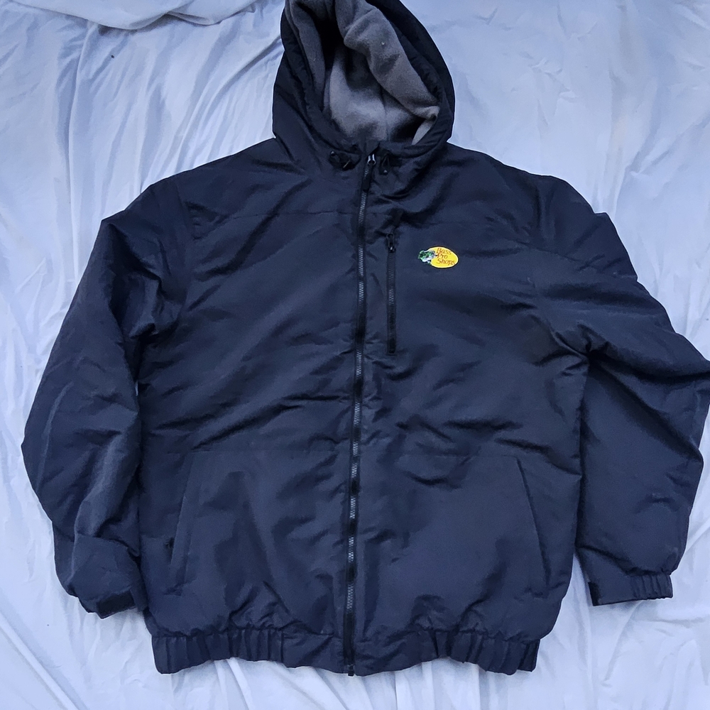 Bass Pro Shops Trail Thermolite Jacket Size Large Tall Blue Hooded Fleece Lined